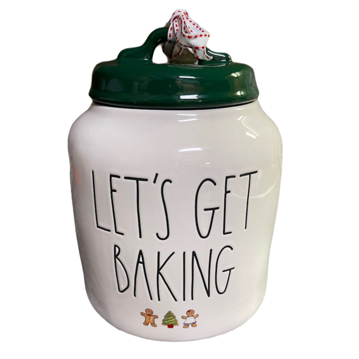 Rae Dunn Let’s Get Baking Christmas Canister With Handle Lid New