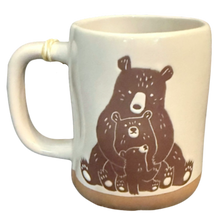 Load image into Gallery viewer, White mug with brown bear illustration on a white background
