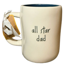 Load image into Gallery viewer, Mug with 'all star dad' text and a navy blue inside color.
