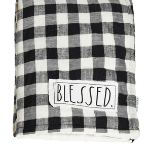 BLESSED Plaid Sherpa Blanket