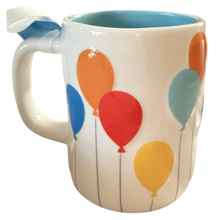 Load image into Gallery viewer, White mug with the balloons from Up and a blue inside that says 'Dream Big' on the inside.

