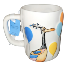 Load image into Gallery viewer, White mug with the animal character Kevin from the Disney movie Up that shows balloons.
