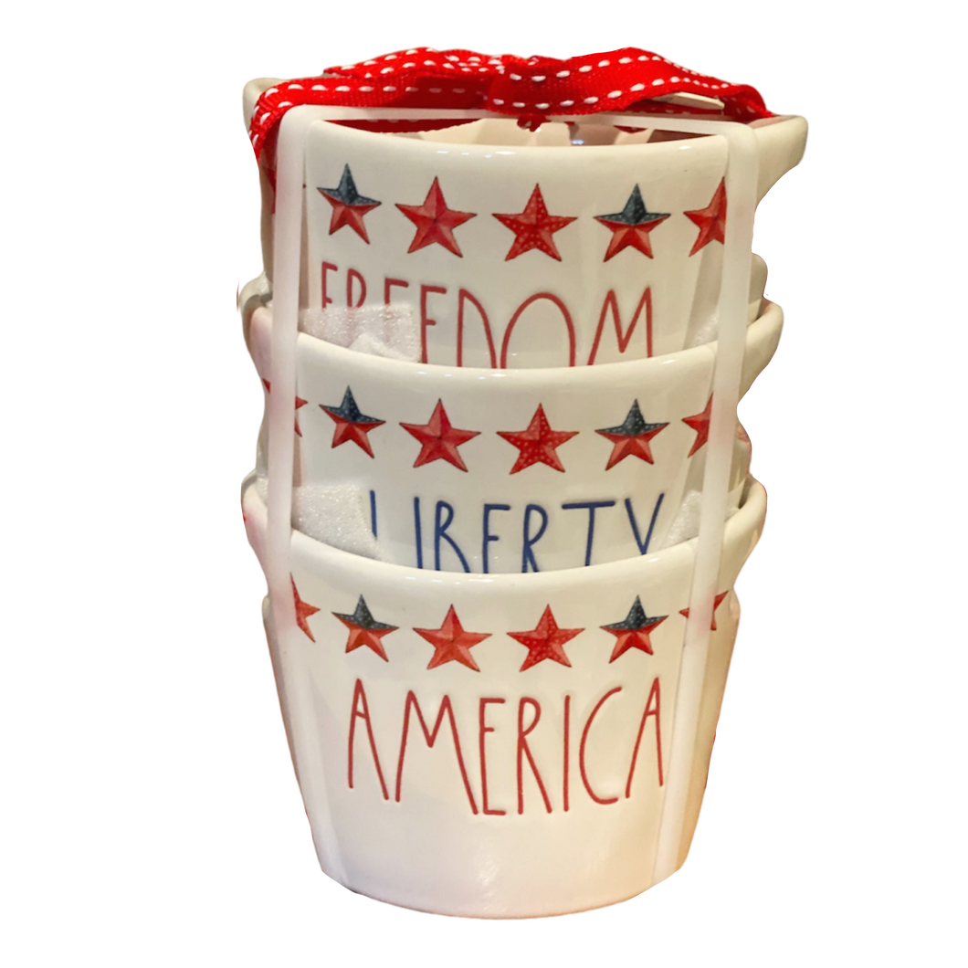 FREEDOM, LIBERTY & AMERICA Handle Bowl Set