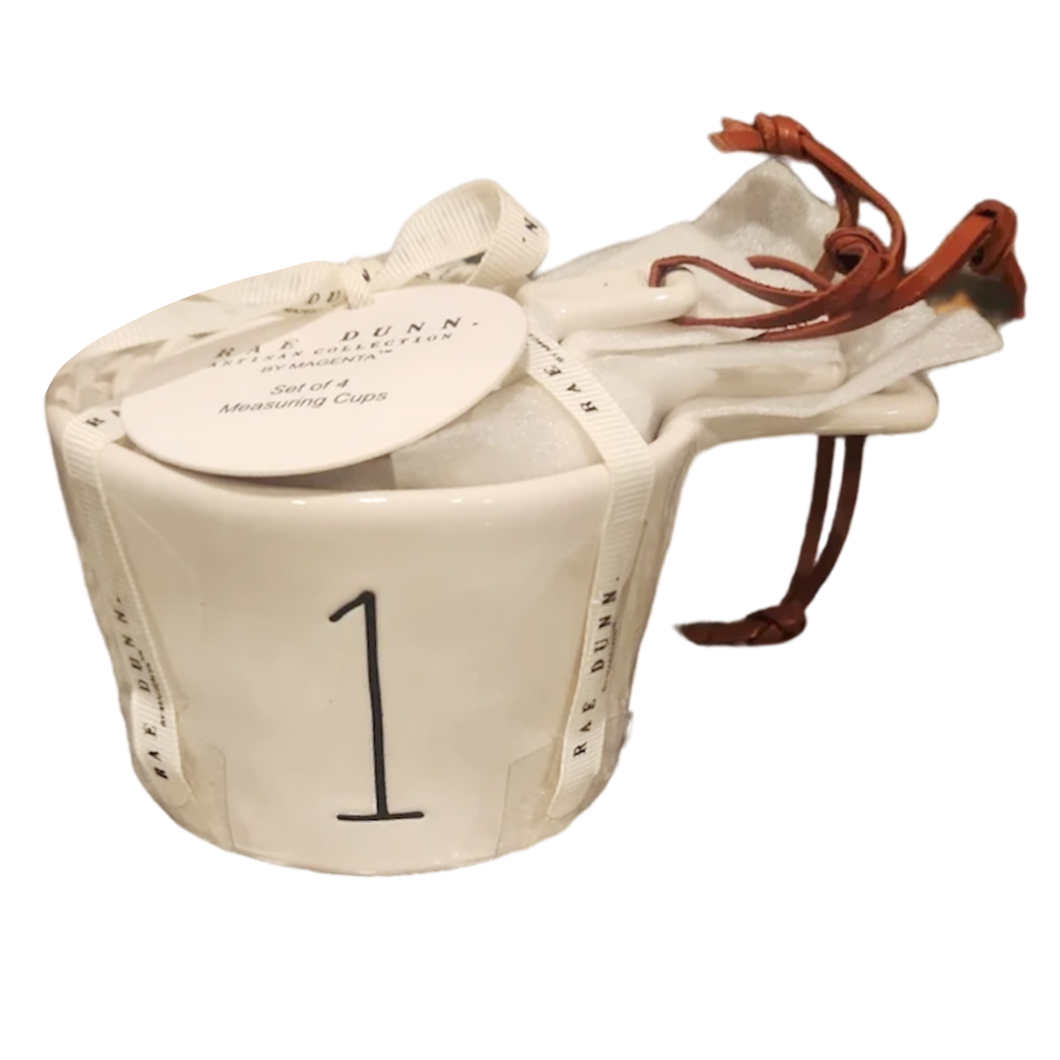 WHITE HANDLE & STRAP Measuring Cups