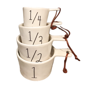 WHITE HANDLE & STRAP Measuring Cups