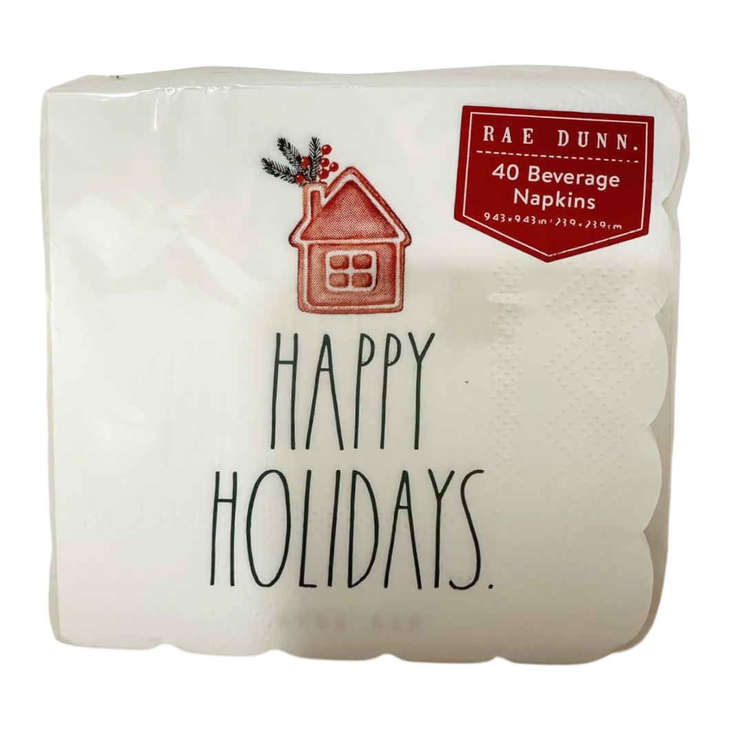 HAPPY HOLIDAYS Beverage Napkins