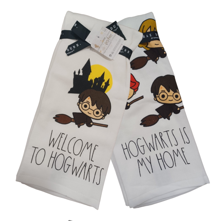 Rae Dunn WELCOME TO HOGWARTS Kitchen Towels Harry Potter Dunn Directory