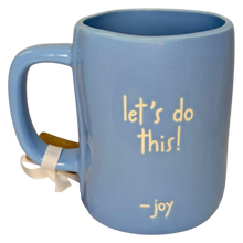 Load image into Gallery viewer, Blue mug that says 'let's do this! - joy' on the front in white lettering.
