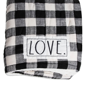 LOVE Plaid Sherpa Blanket