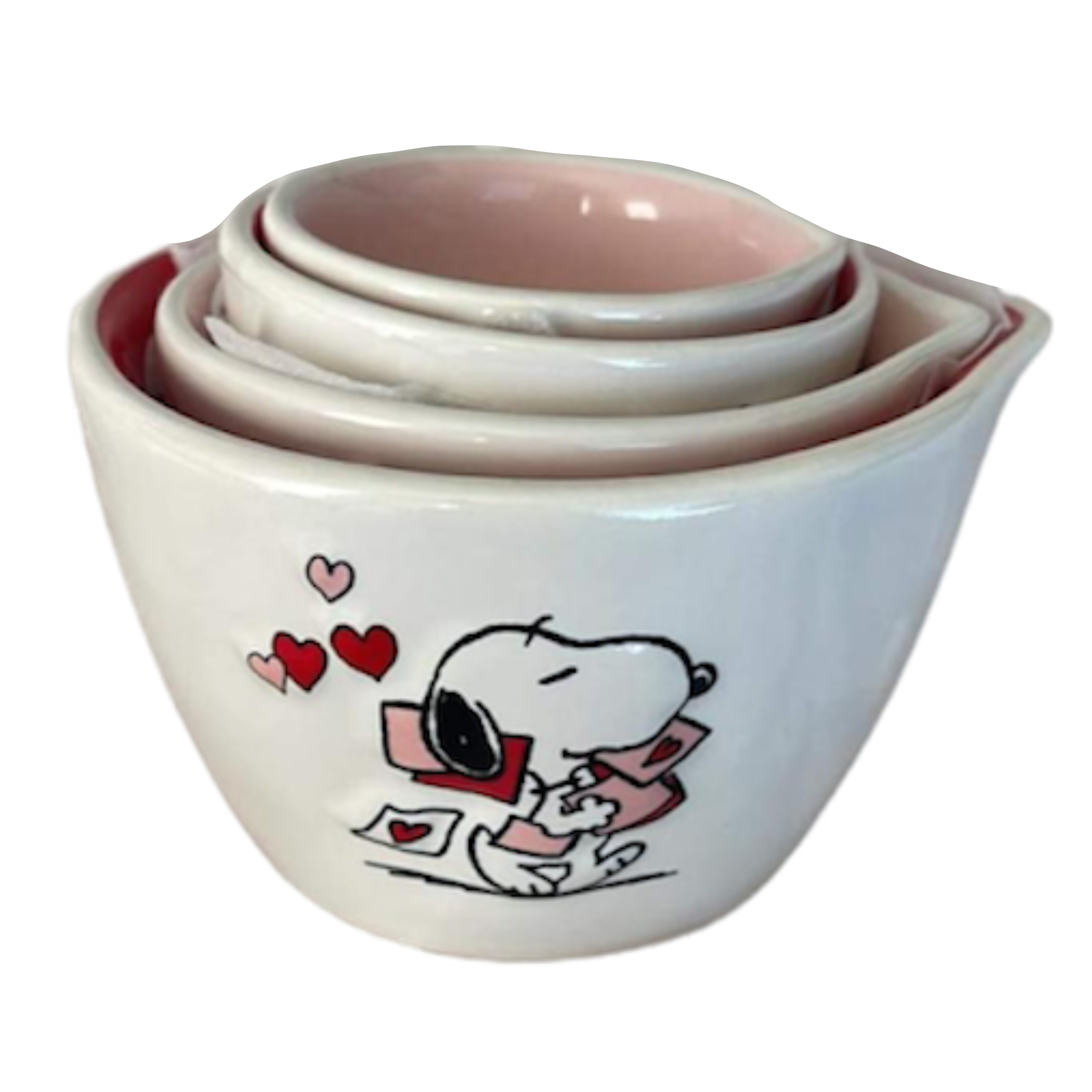 New Rae Dunn x Peanuts Snoopy Christmas white ceramic measuring cup set