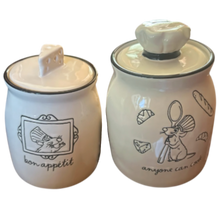 Load image into Gallery viewer, Two ceramic jars with lids featuring cartoon mice and text on a white background
