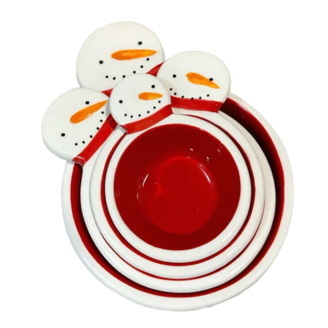 Rae Dunn Christmas Snowmen Kitchen Measuring Cups 