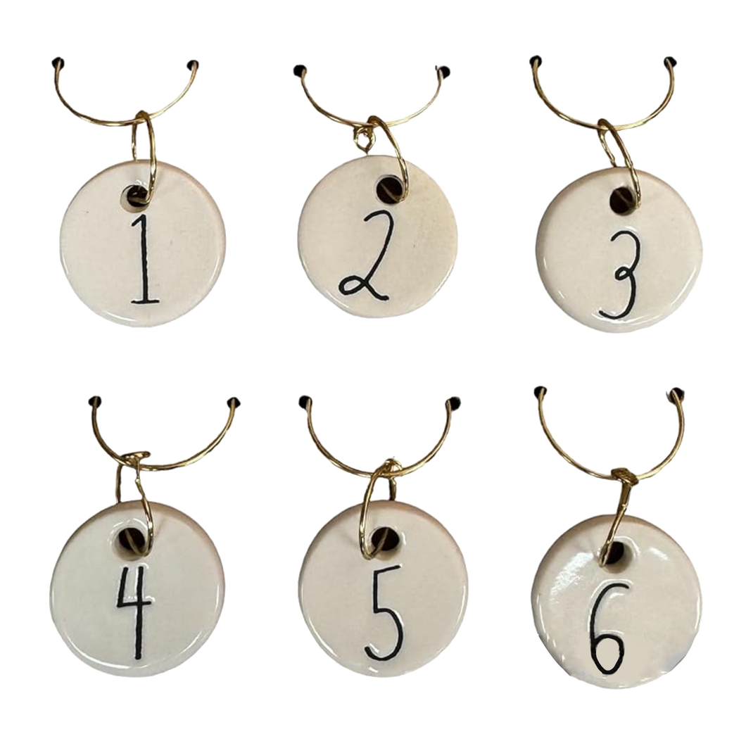 NUMBERS Wine Glass Charm