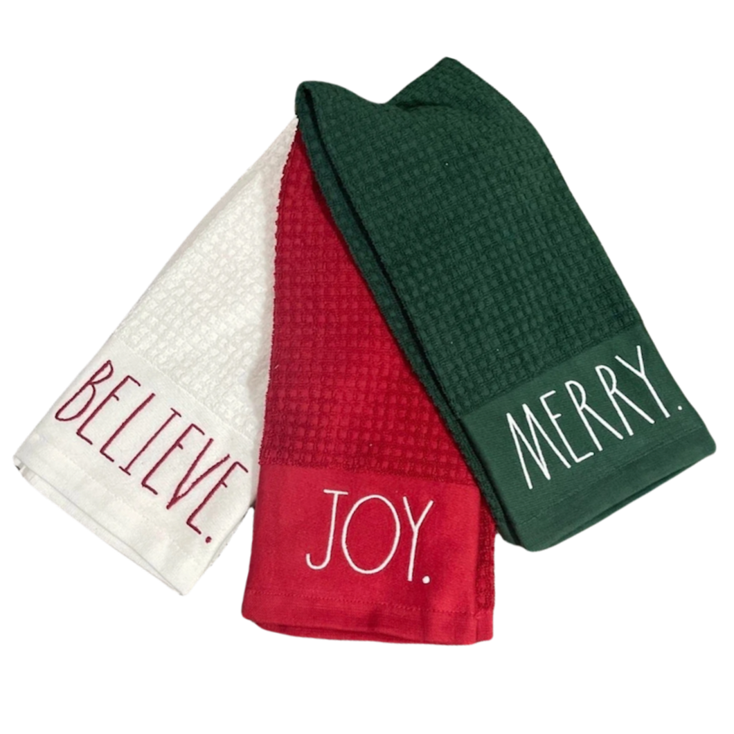 BELIEVE, JOY & MERRY Kitchen Towels