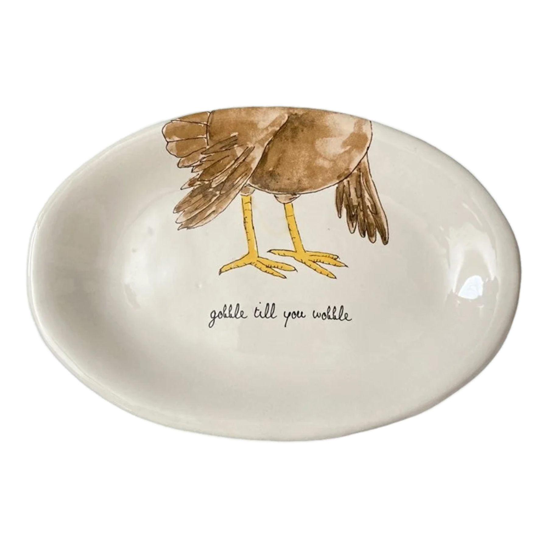 Rae Dunn GOBBLE TIL YOU WOBBLE Plate Thanksgiving Dunn Directory