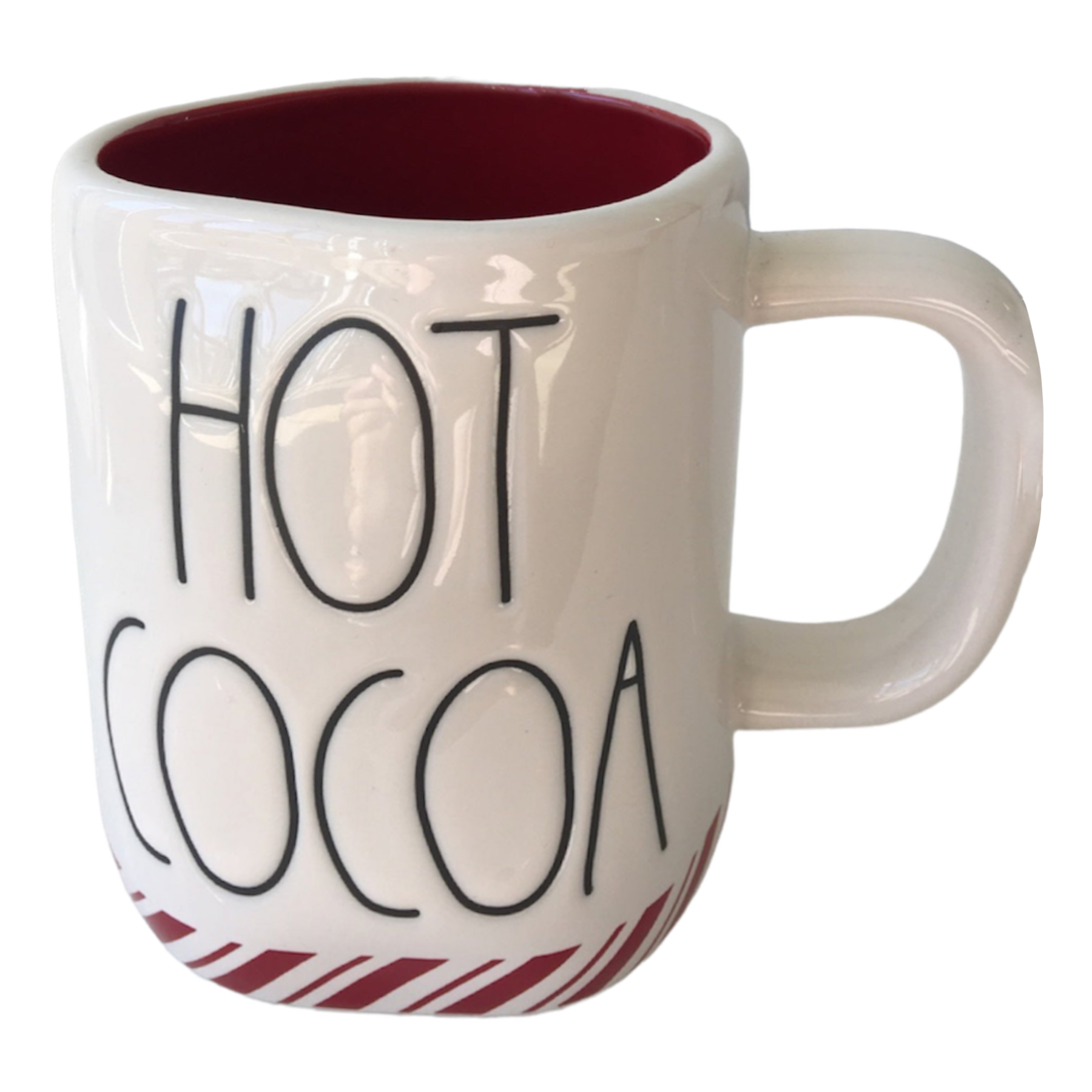 Rae Dunn hot Cocoa White Mug and Peppermint Lid Warmer Holiday