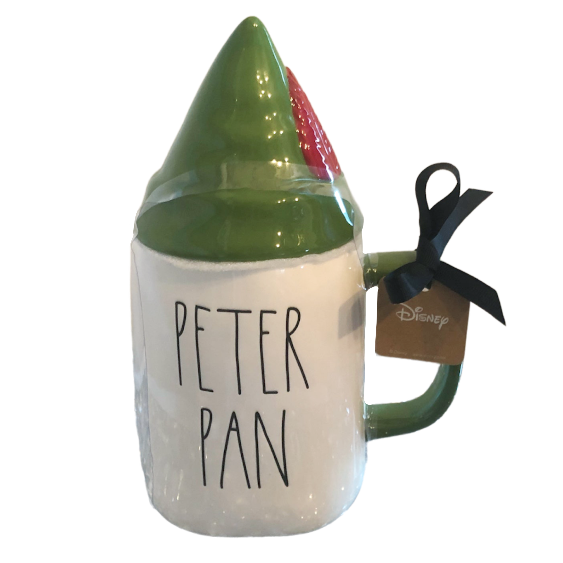 New Rae Dunn x Disney Peter Pan white ceramic, green handles New