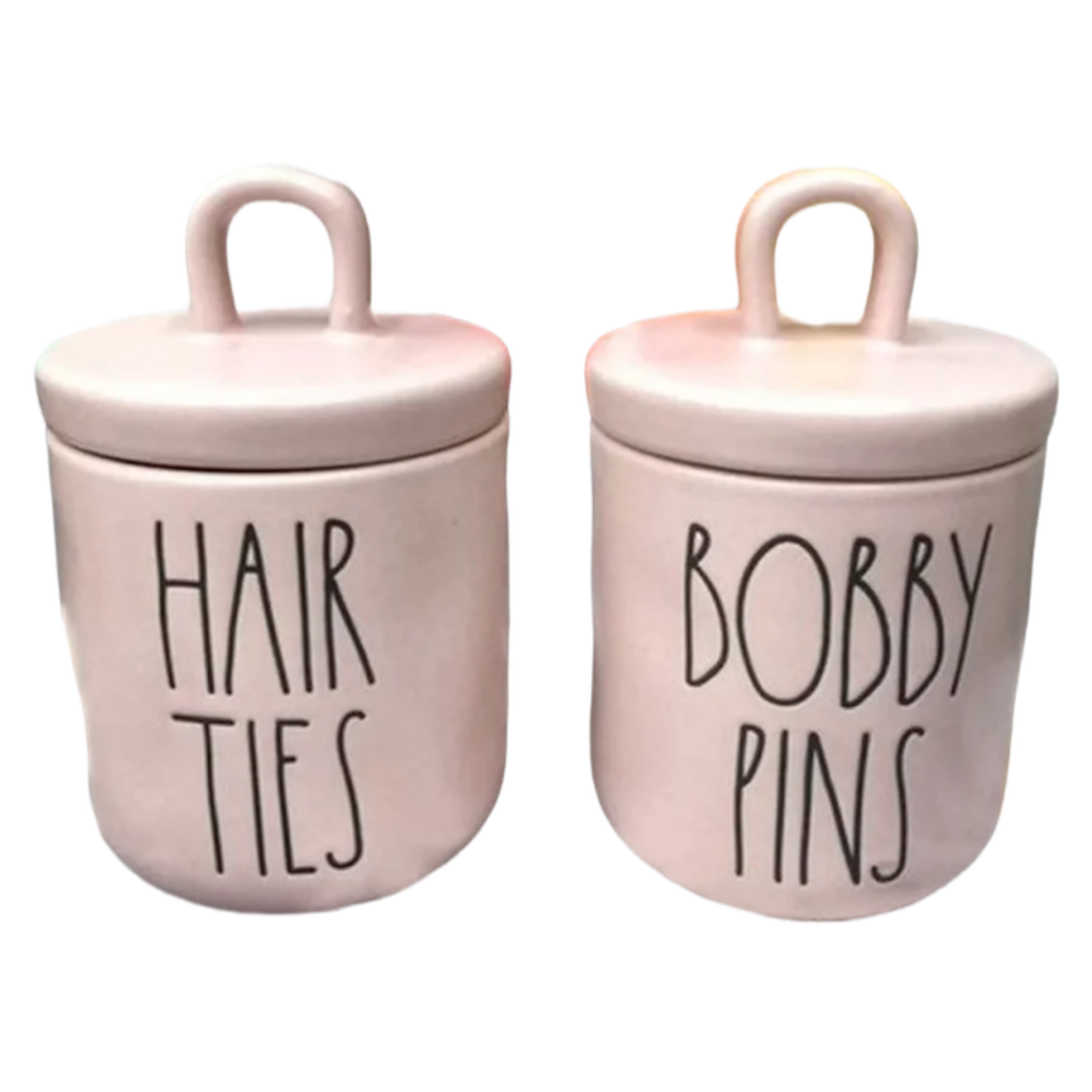 Rae Dunn HAIR TIES & BOBBY PINS Jars | Pink – Dunn Directory display picture 2
