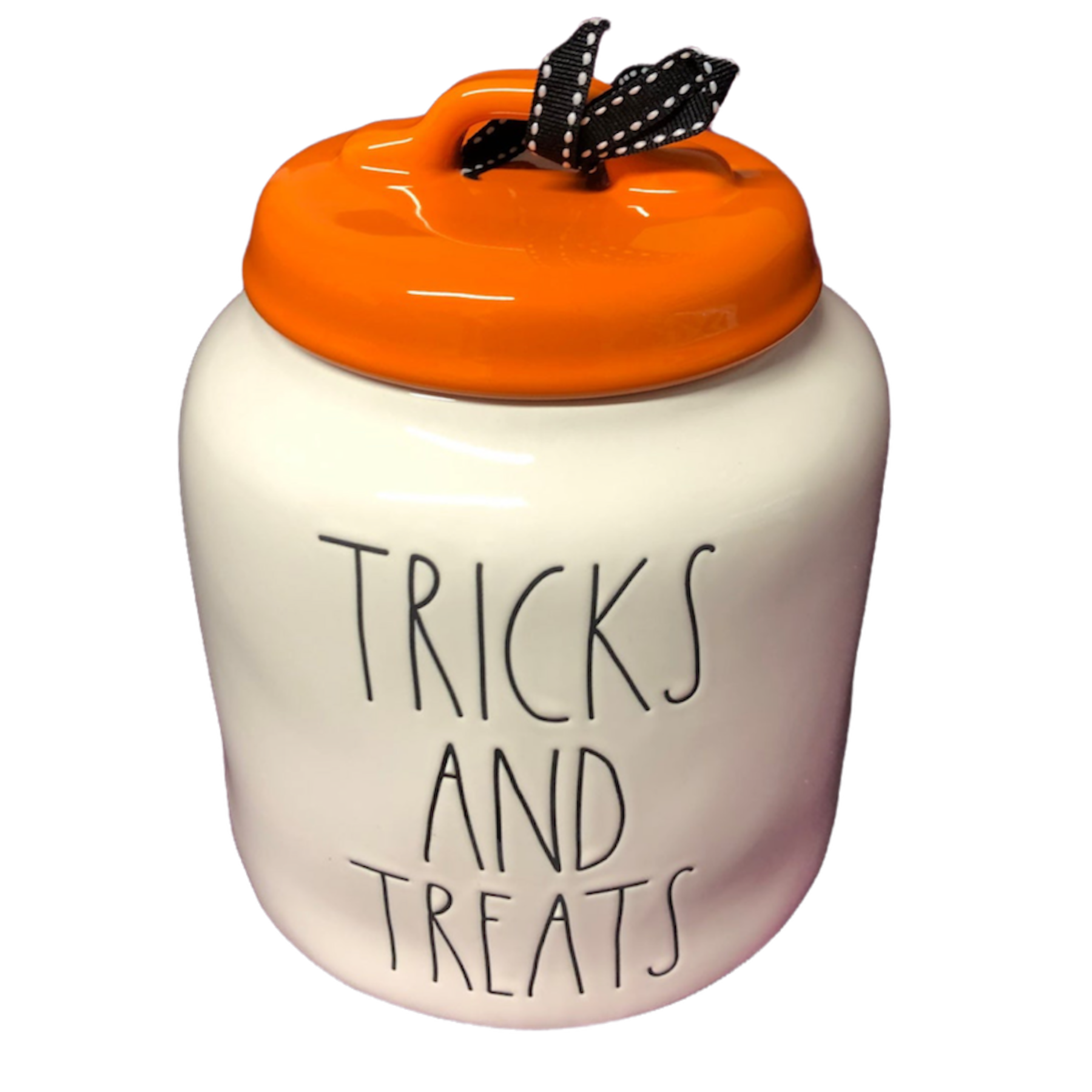 Rae Dunn white trick or treat store canister